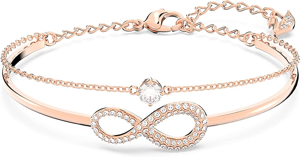 SWAROVSKI Infinity Twist Jewelry Collection, Bracelets & Necklaces, Rhodium & Rose Gold Tone Finish, Clear Crystals