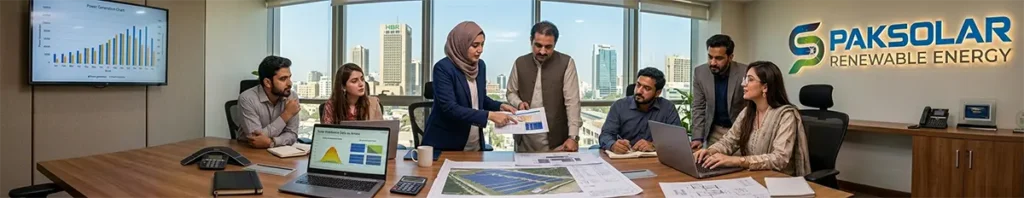 Corporate Teamwork In Karachi Paksolar Leaders And Employees Around A Meeting Table Showing Collaboration
